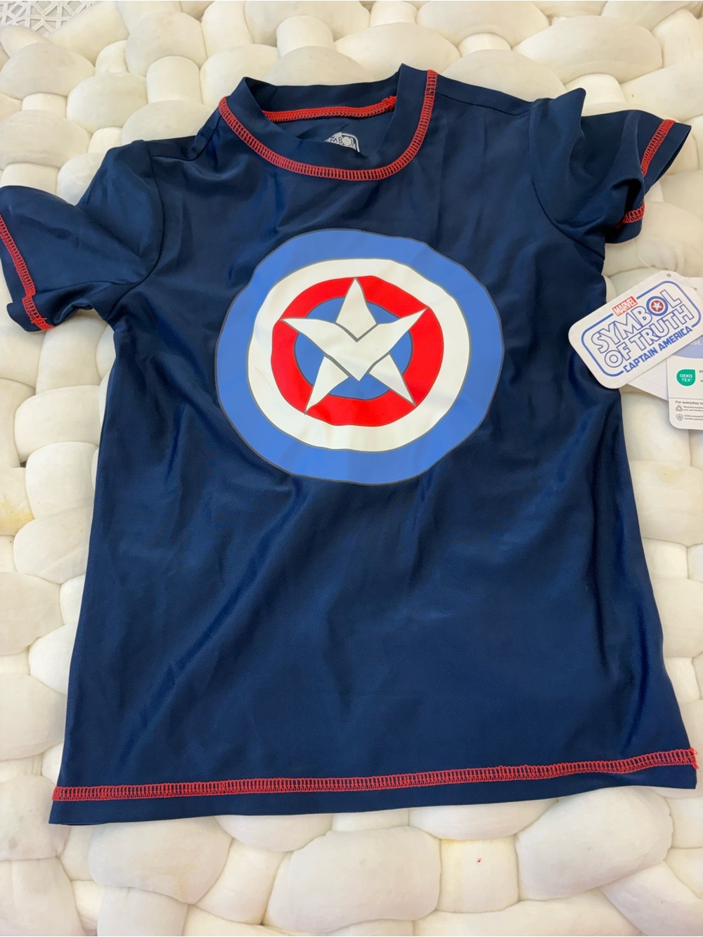 Marvel Kids Navy and Red Captain America Shield Rash Guard